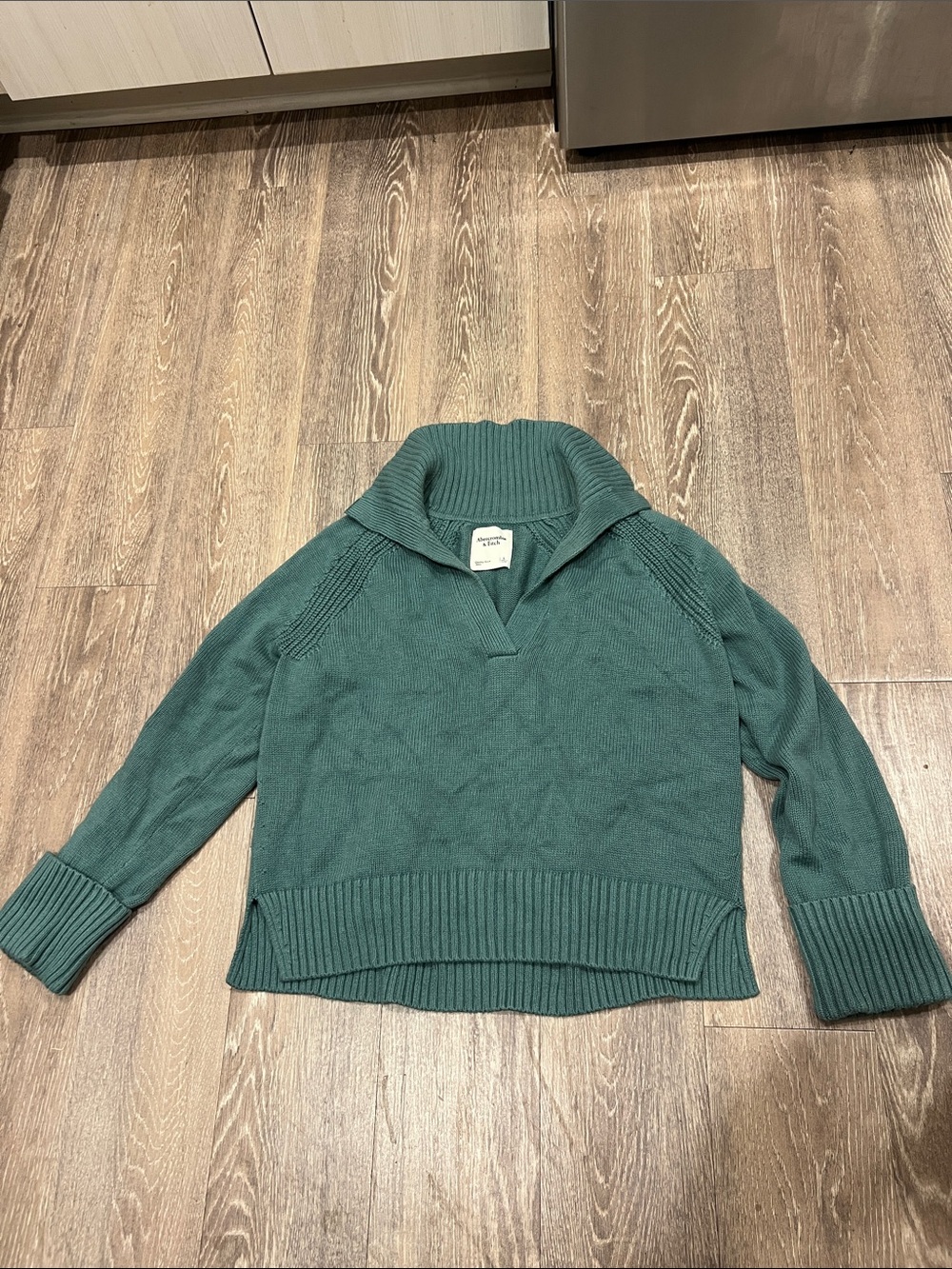 Abercrombie & Fitch Teal Shawl-Collar Knit Turtleneck Sweater